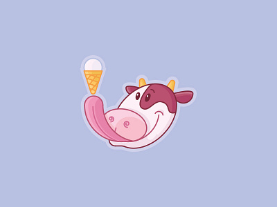 Cow cartoon character design cow fatforest funny ice cream mascot vector