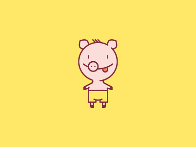 Pig cartoon flat free fridge magnets mascot pig rebound sticker mule swag yellow