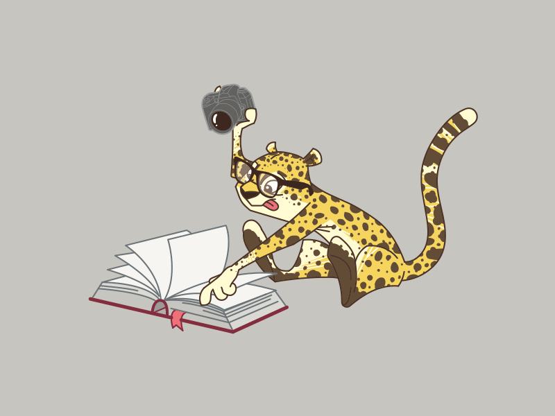 Scanning ;) animation book character design cheetah fullstory mascot photo playoff scan vector