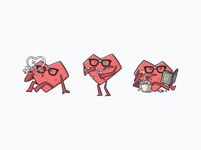 Webintine's Day cartoon character design cookie denyloba heart icecream mascot nerd sticker pack
