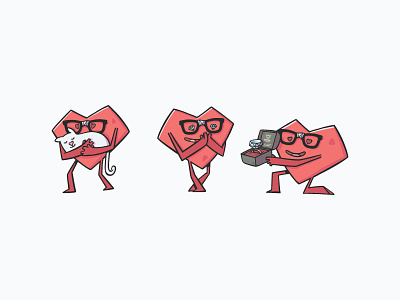Webintine's Day cat character design denyloba heart mascot nerd ring stickers vector