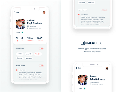 Homenurse - Patient page app healthcare homecare ui ux