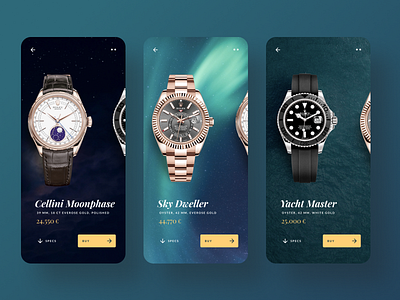 Watch & Time Telling App / Concept blue rolex sky watches