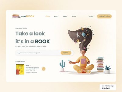 Landing Page Book For Daily UI Challenge Day 003 book books landing page landingpage ui user interface website website design