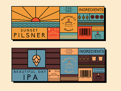 Pilsner & IPA beer design illustration label package