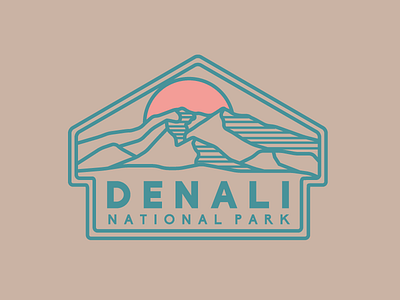 Denali National Park badge illustration monoline national park patch vintage wilderness