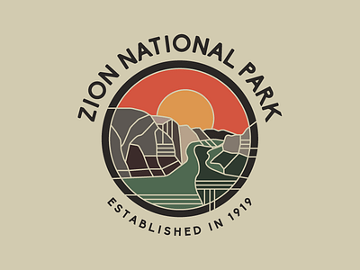 Zion National Park badge illustration monoline national nps park patch vintage zion
