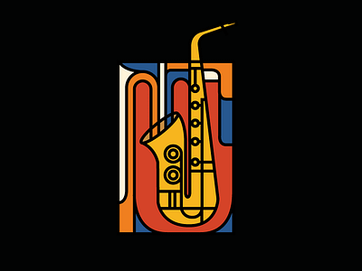 Jazzy design illustration jazz monoline saxophone vintage
