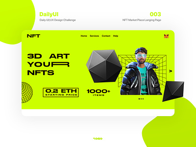 Daily UI #003 | NFT Marketplace Landing Page 3d graphic design landing page ui ux website