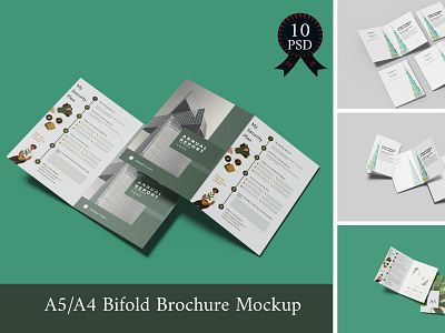 A5 Bifold Brohure Mockup bifold branding brochure graphic design mockup psd