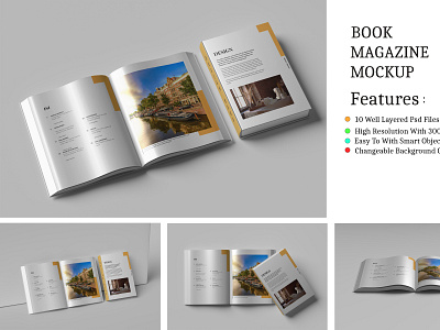 Magazine Book Mockup bi fold brending brochure design magazine mockup