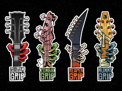 GuitarGrip Stickers design detroit guitar illustration monster music rock stickers