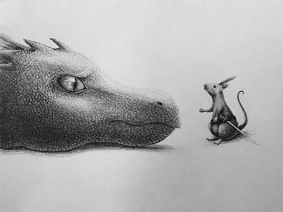 Eustace & Reepicheep dragon drawing eustace illustration graphite literature narnia pencil reepicheep voyage of the dawn treader