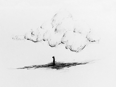 Look Up clouds drawing graphite illustration pencil sketch