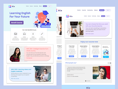 English Course design illustration ui ux