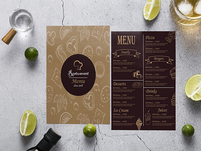 Double Sided Food Menu Card Design