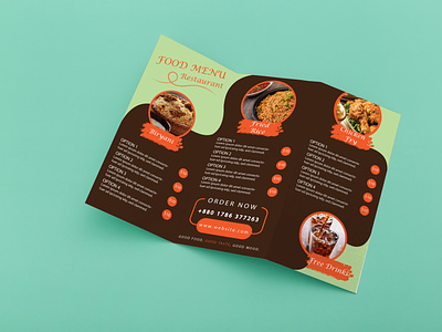 Tri-fold Food Menu Card brochure digital menu flyer food food flyer food menu food menu card food poster graphic design menu card menu design restaurant restaurant menu