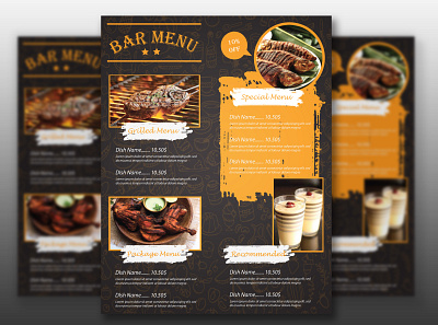 Bar Menu Card Design adobe illustrator brochure digital card flyer food food flyer food menu food menu design restaurant restaurant menu