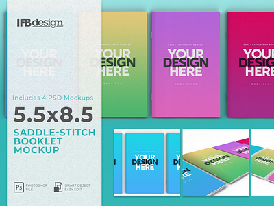 Saddle-Stitch Booklet Mockups