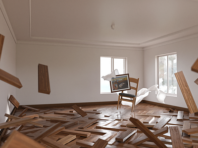 Time architecture archviz blender cgi flooring freeze interior minimal render salvador dalí time wooden