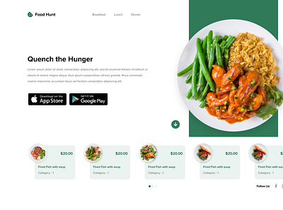 Food Hunt - Landing Page figmacommunity foodapplication landingpage ui