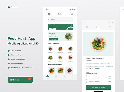 Food Hunt - Online Food Order Mobile Application figmacommunity foodapplication graphic design ui