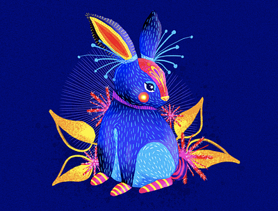 Conebrije alebrije animal art artesanía character design colorful colors creatures drawing fantasy illustration mexican mexico neon neon colors photoshop rabbit