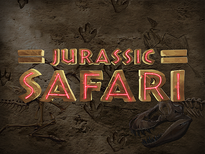 Jurassic Safari bones dinosaur glow illustration jurassic lettering safari stone