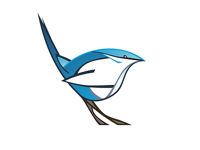Blue Wren bird blue illustration logo vector wren