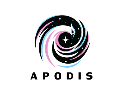 apodis bird character constellation design galaxy logo space star