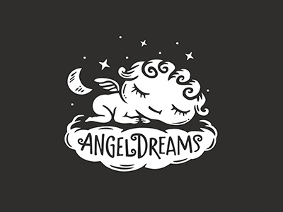 Angel Dreams angel baby character cloud design illustration logo moon night star vector
