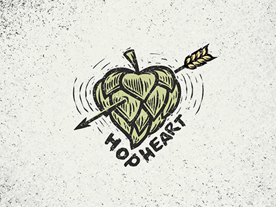 HOP HEART arrow beer brewery graphics head hops illustration label logo malt sign wheat