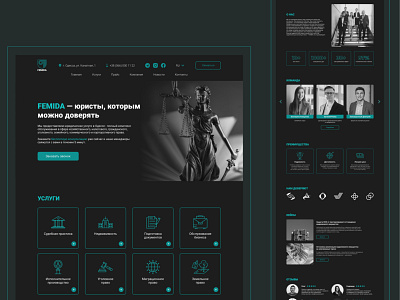 UI/UX design of landing page for law company