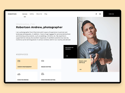 Photographer Website Design clean flat landing photographer photography photography portfolio photography website ui uidesign