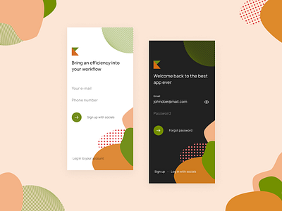 Sign up screen blobs challenge clean daily 100 challenge daily ui dailyui flat green mobile mobile app mobile app design mobile design mobile ui page screen sign in sign up signup simple ui