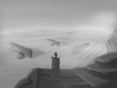 Overlook concept art grayscale illustration sci fi