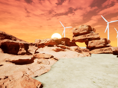 Sunset Windmills 3d 3ddesign design environment