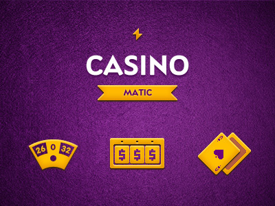 Casino Matic blackjack card cards casino gambling game games gold icon icons illustration logo pixel roulette site slot slots website