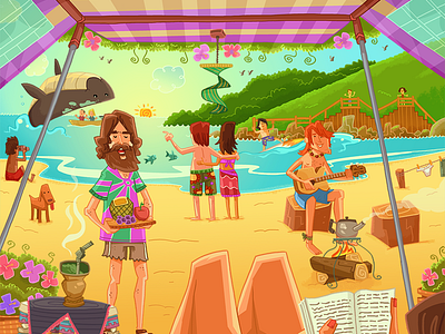 1st room - Rosa android art direction beach bingo brasil color creative direction design facebook fun game hippie illustration interactive ios social