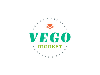 Vegan Logo badge circle cute earthy heart logo market organic rays typography vegan