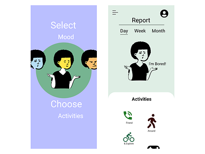 Mood selector with related activities