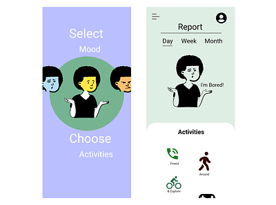 Mood selector with related activities design idea ui ux