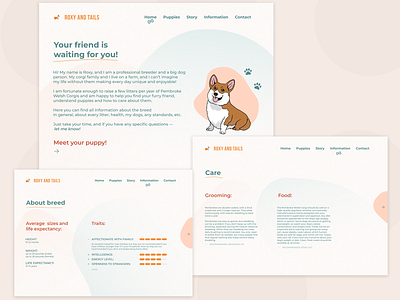 Roxy And Tails - corgi breeder site breed corgi design dog pet site ui ux web