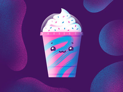 Unicorn Frappuccino blue caffeine coffee cute illustration illustrator neon pink procreate texture unicorn
