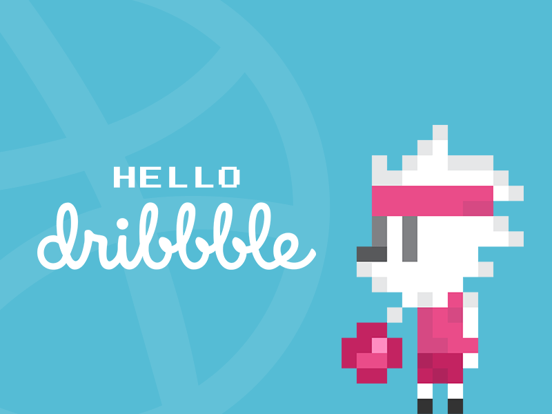 Hello Dribbble ball debut dribbble first invitation pixel pixel art shot thanks