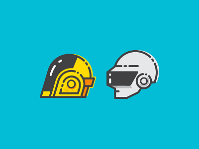 Daft Punk Tribute daft punk daftpunk france helmets icon design icons line art music robots
