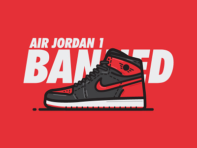 Air Jordan 1 'Banned' air jordan air jordan 1 banned basketball illustration illustrator nike shoes sneakers vector