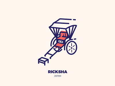 Ricksha illustration illustrator japan ricksha rickshaw transport vector vintage