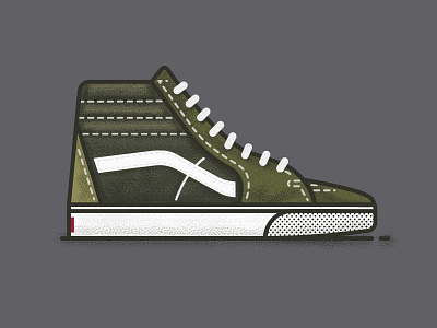 Vans Sk8-Hi Skate Shoes - Winter Moss/True White grain green illustration illustrator line shoes skate sneakers vans vector