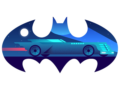 Batmobile 90s batman batmobile blue comic dc gradient illustration mobile nostalgia vector